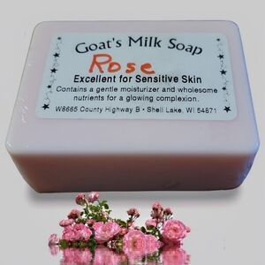 1 Home-made Amish Goat's Milk Soap Bar "Rose" Borntregers Bundle 3 For $15